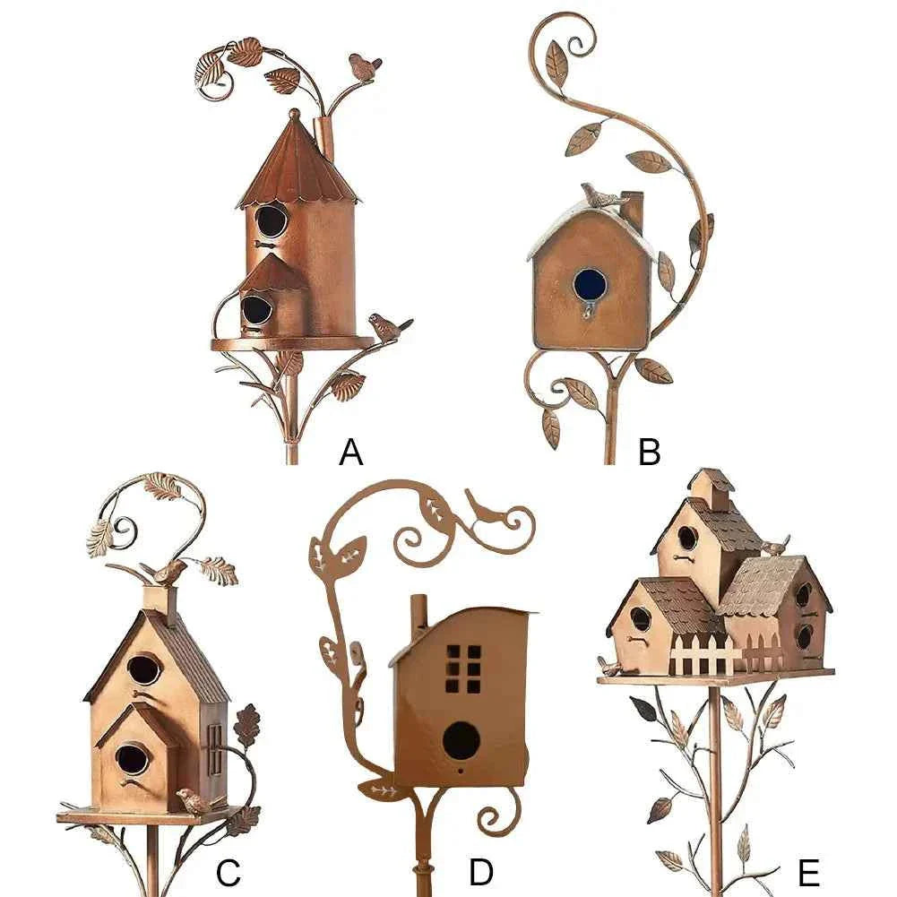 Outdoor Metal Birdhouse with Pole