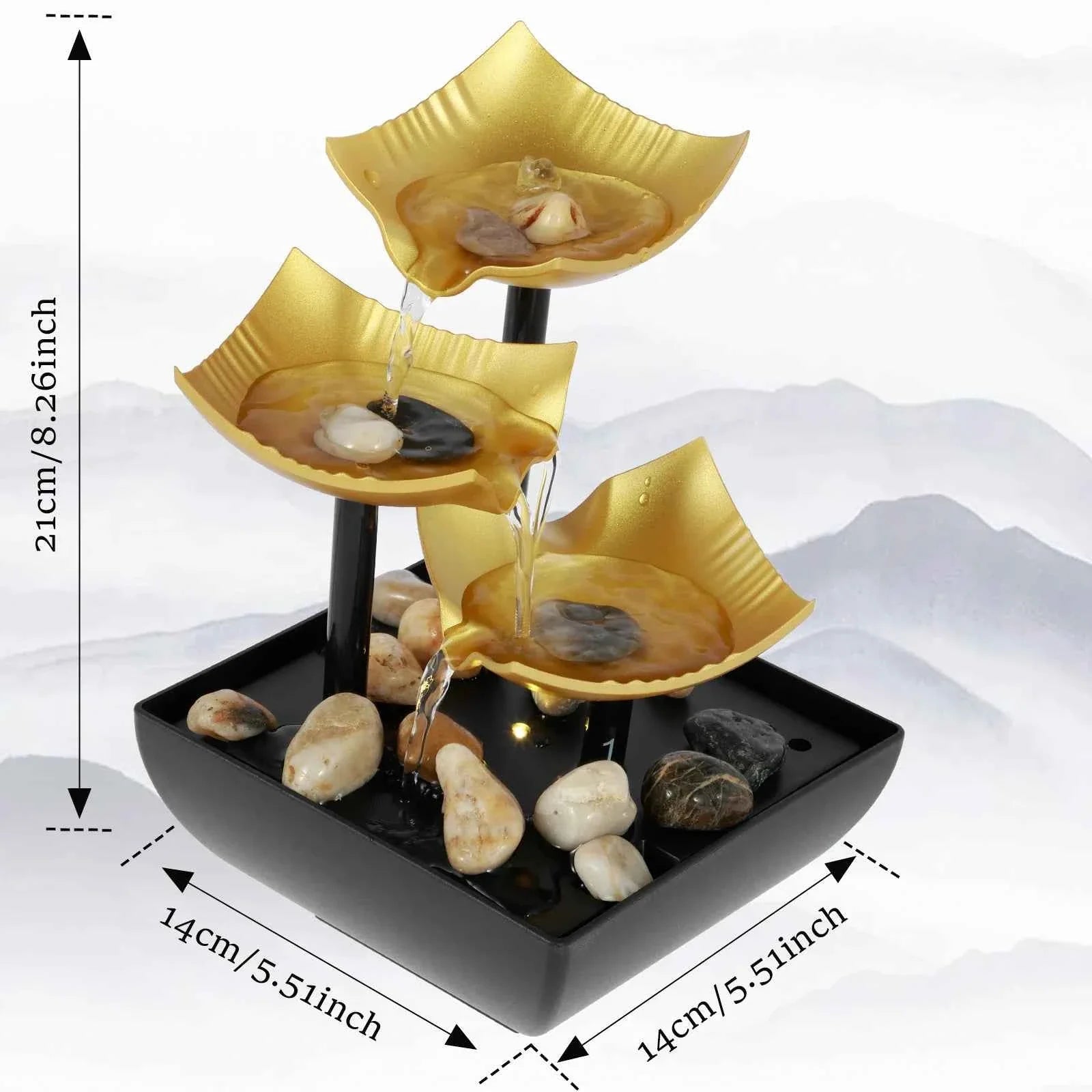 USB Desktop Tabletop Waterfall Fountain with Light