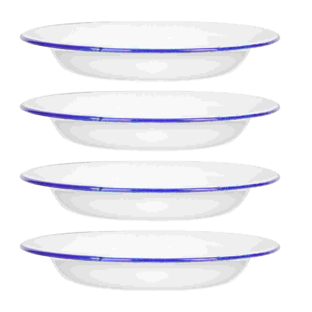4-Piece White Enamelware Dinner Plate Set