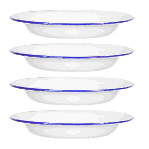 4-Piece White Enamelware Dinner Plate Set