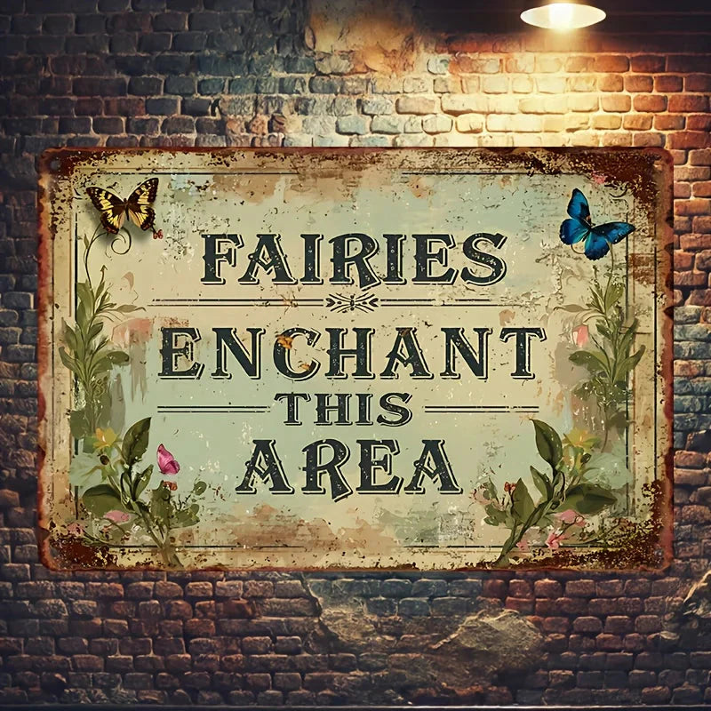 Enchanted Fairy Garden Metal Wall Sign 8"x12"