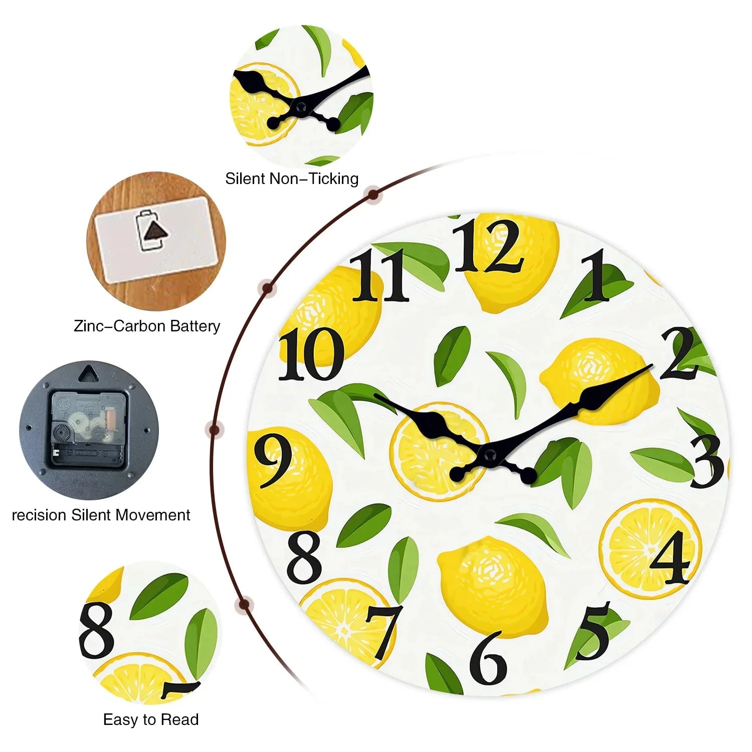 Lemon & Leaf Silent Wall Clock