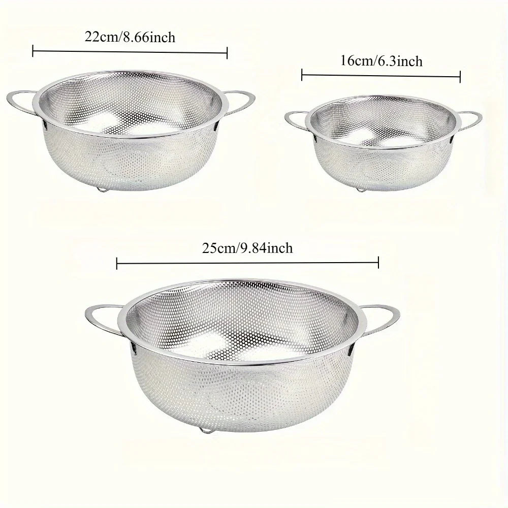 Stainless Steel Fine Mesh Strainer Colander Set with Handles