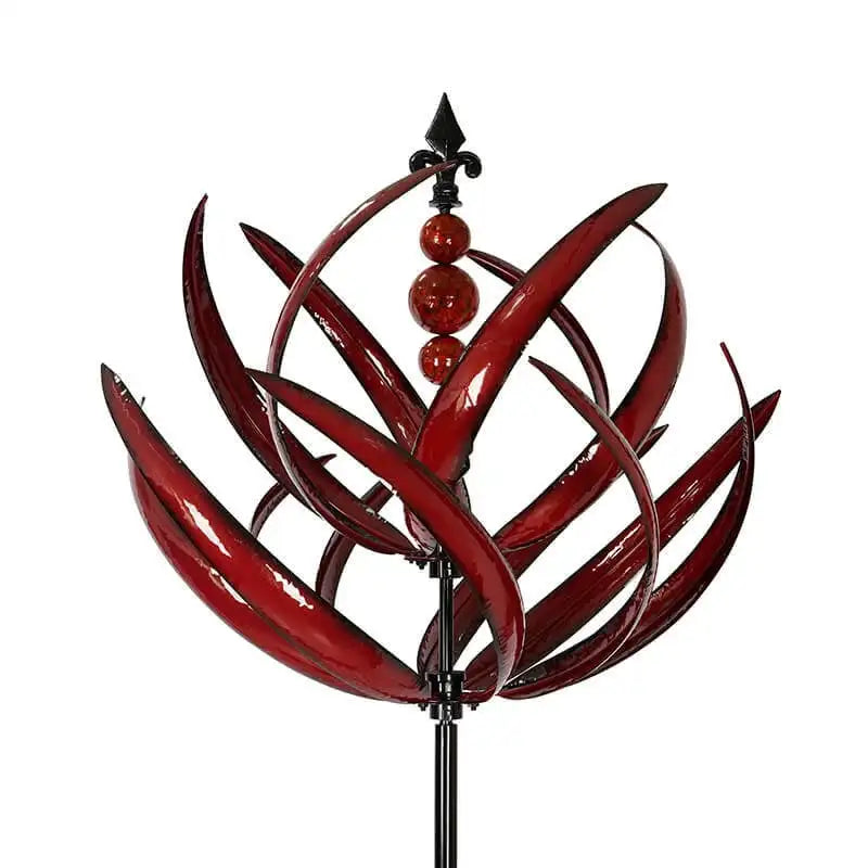 Metal Wind Spinner Windmill – Kinetic Garden Stake in Red or Blue