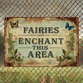 Enchanted Fairy Garden Metal Wall Sign 8"x12"