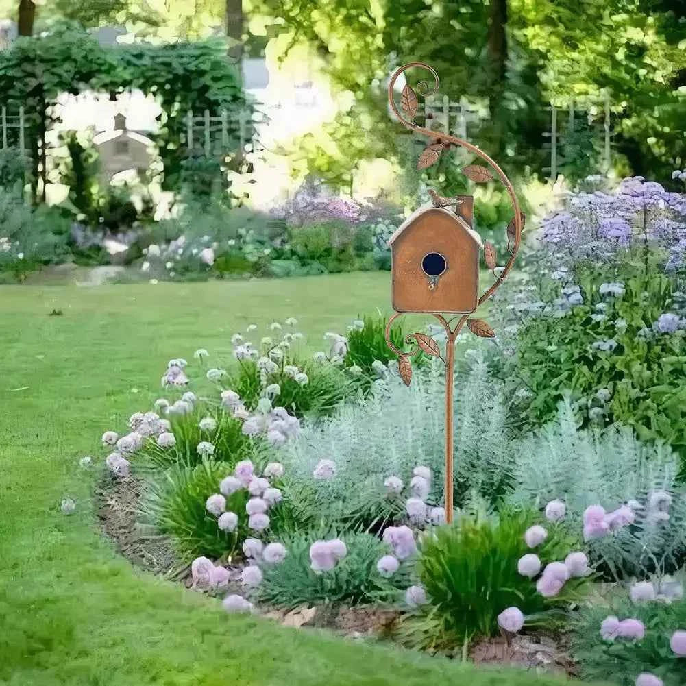 Outdoor Metal Birdhouse with Pole