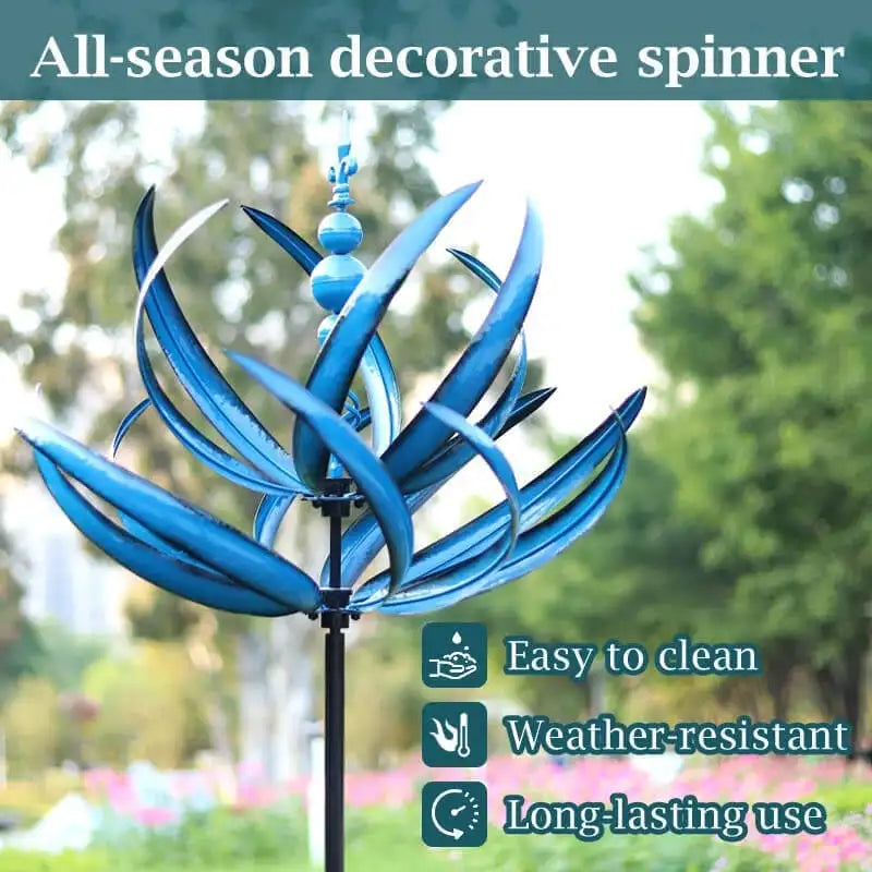 Metal Wind Spinner Windmill – Kinetic Garden Stake in Red or Blue