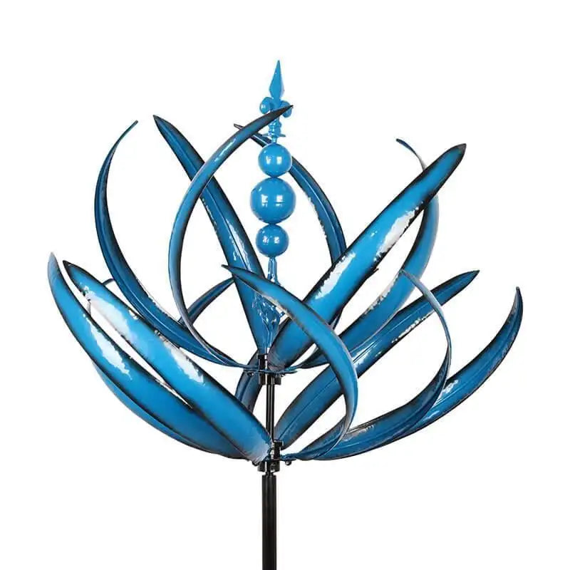 Metal Wind Spinner Windmill – Kinetic Garden Stake in Red or Blue