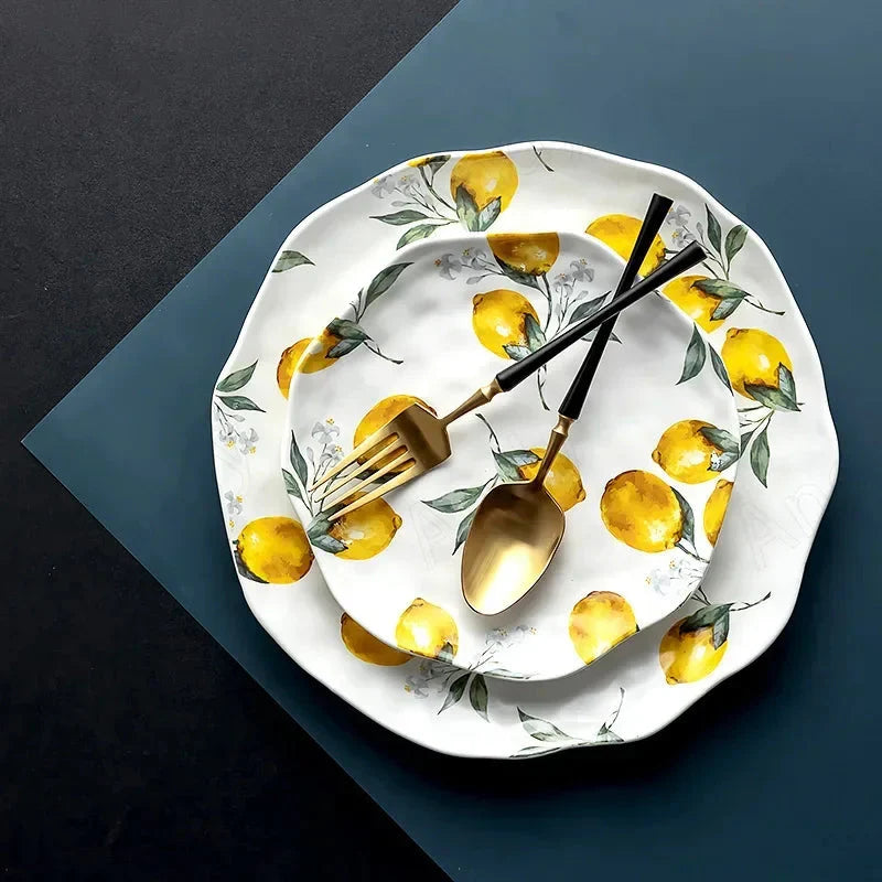Hand-Painted Lemon Ceramic Salad Plate