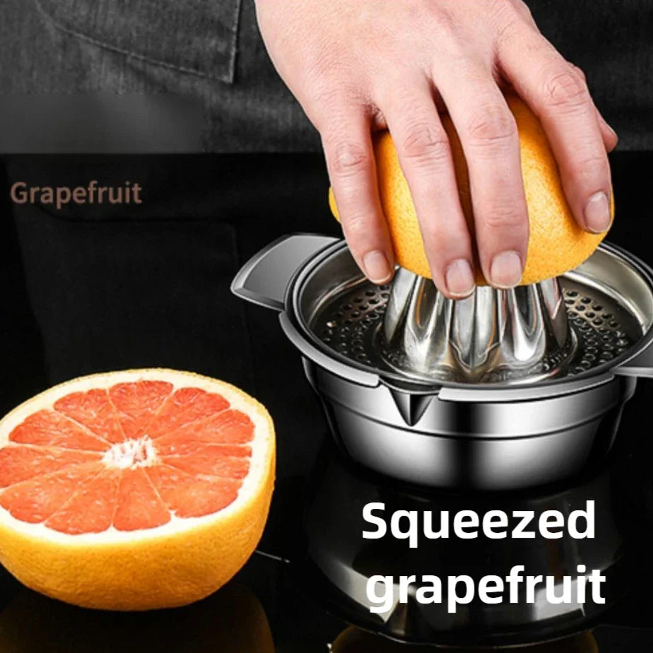 Stainless Steel Citrus Juicer with Bowl & Strainer