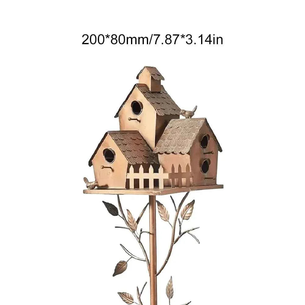 Outdoor Metal Birdhouse with Pole