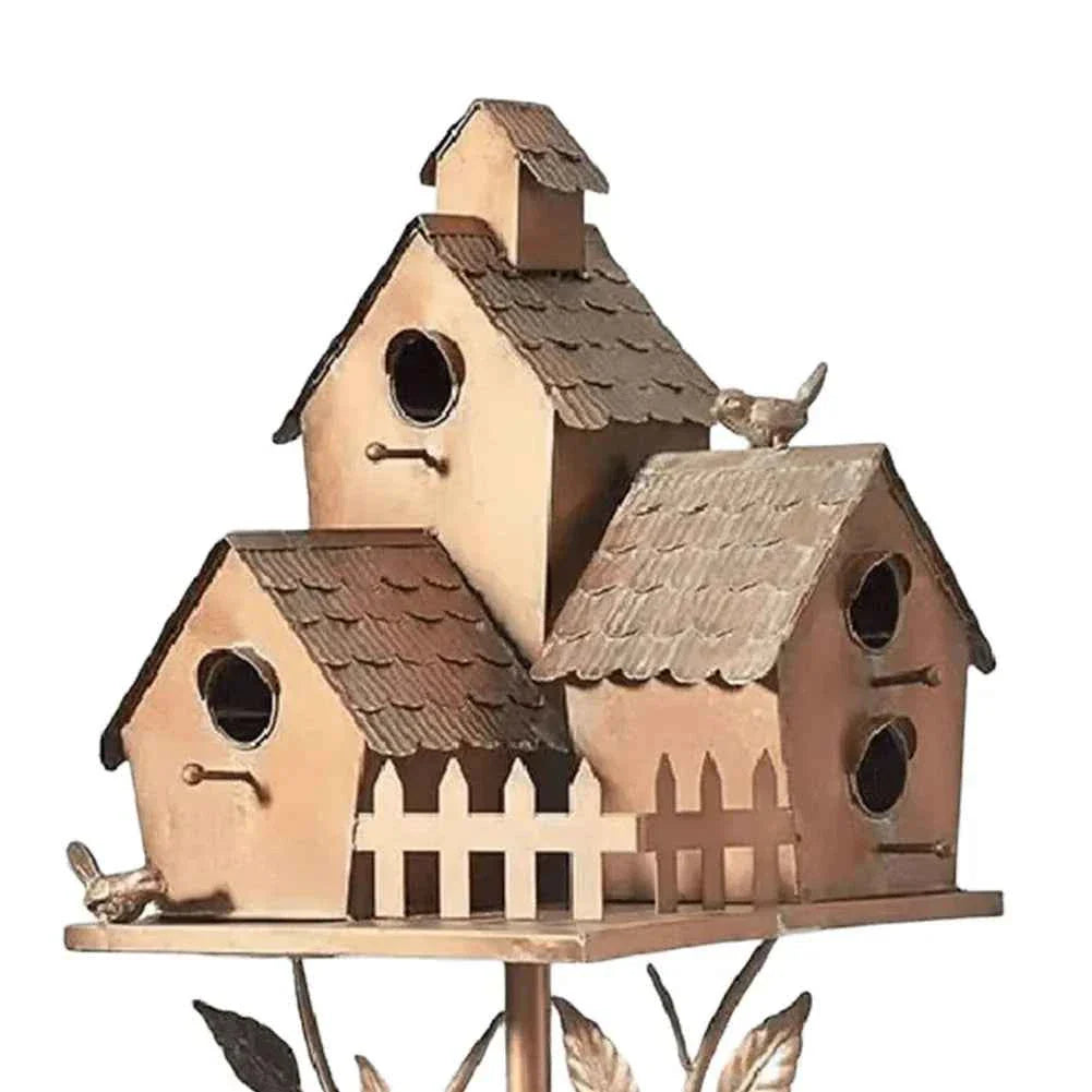 Outdoor Metal Birdhouse with Pole