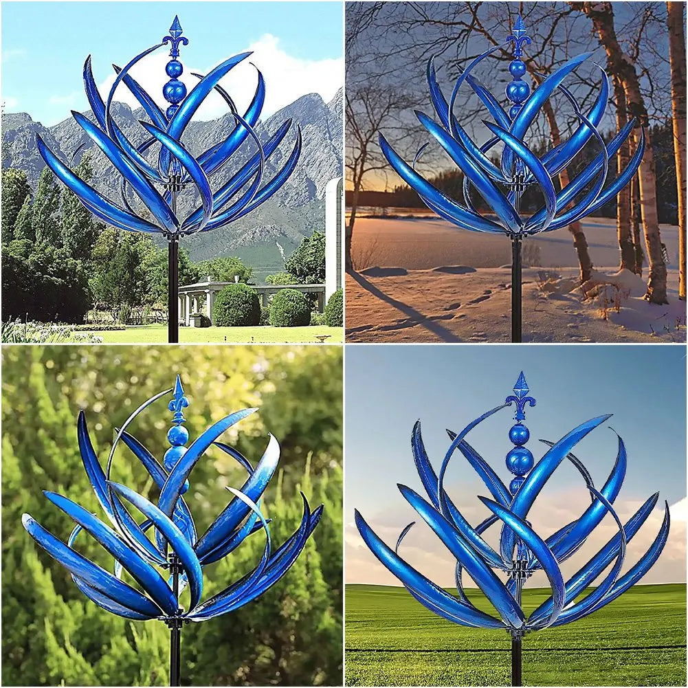 Metal Wind Spinner Windmill – Kinetic Garden Stake in Red or Blue