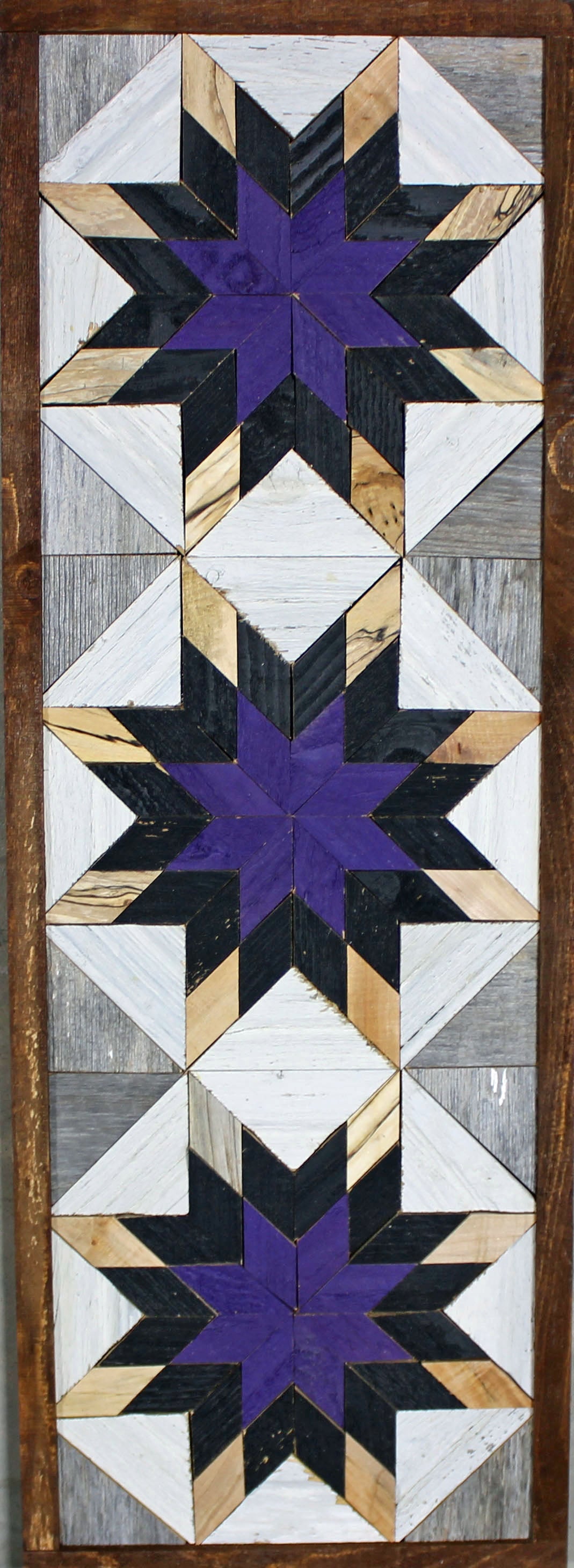 Amish Barn Quilt Banner Wall Art – 10.5x30" Reclaimed Wood