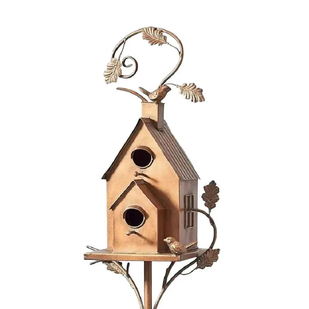 Outdoor Metal Birdhouse with Pole