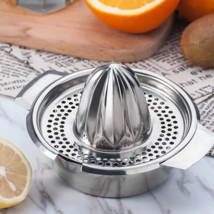 Stainless Steel Citrus Juicer with Bowl & Strainer