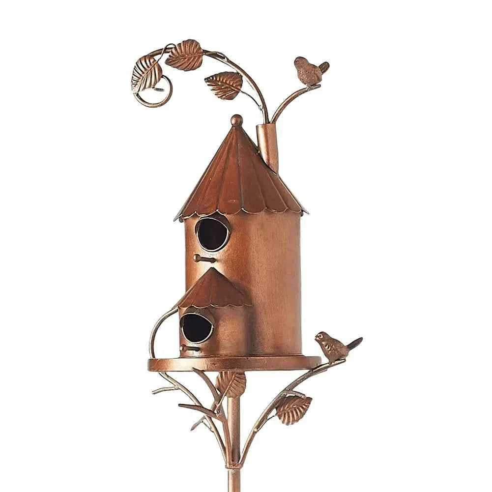 Outdoor Metal Birdhouse with Pole