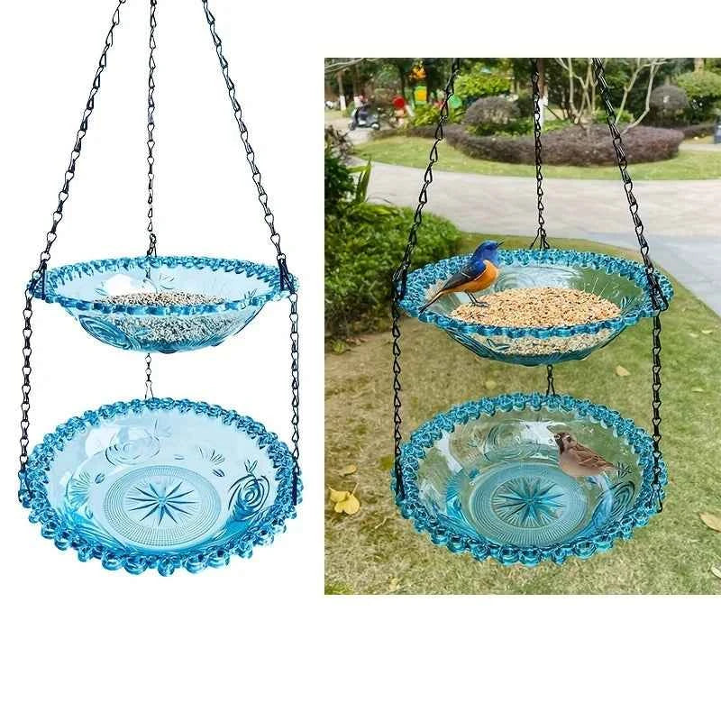 2-Layer Hanging Bird Feeder & Bird Bath