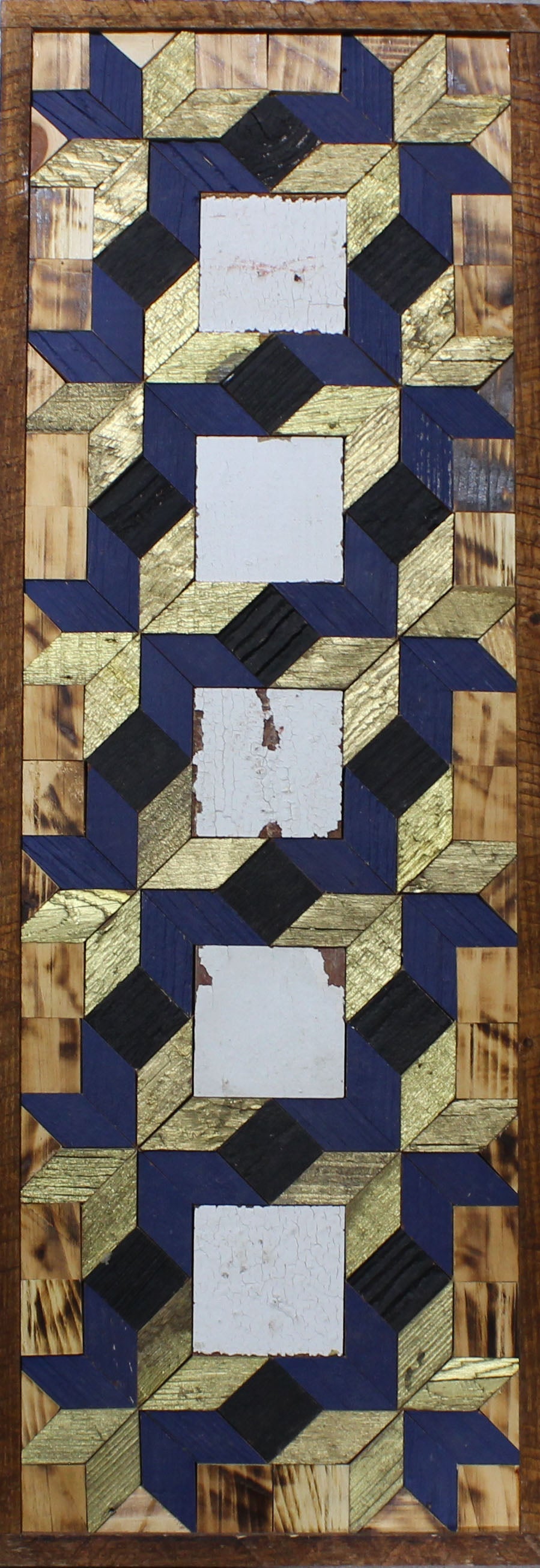 Amish Barn Quilt Banner Wall Art – 10.5x30" Reclaimed Wood