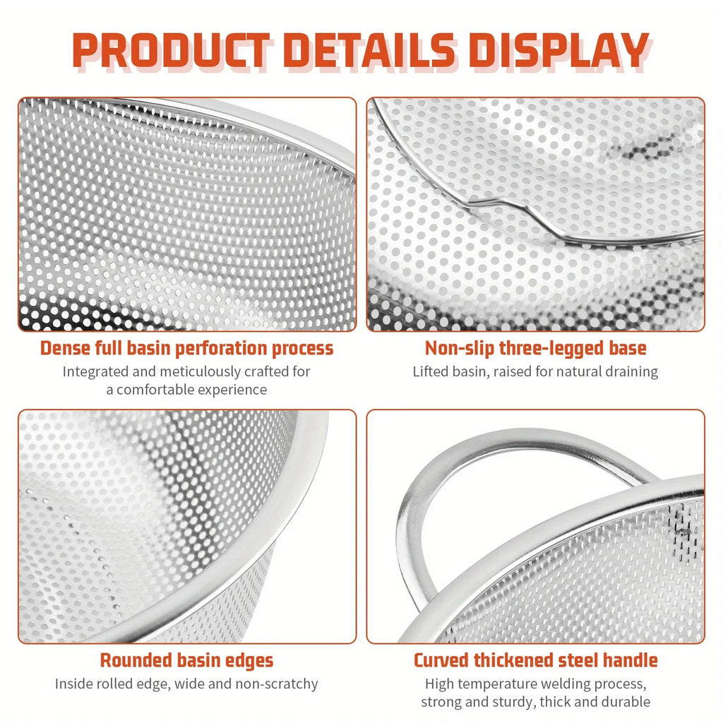 Stainless Steel Fine Mesh Strainer Colander Set with Handles