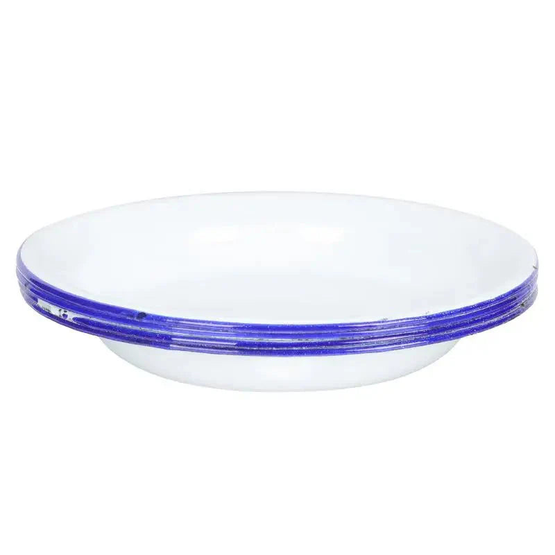 4-Piece White Enamelware Dinner Plate Set