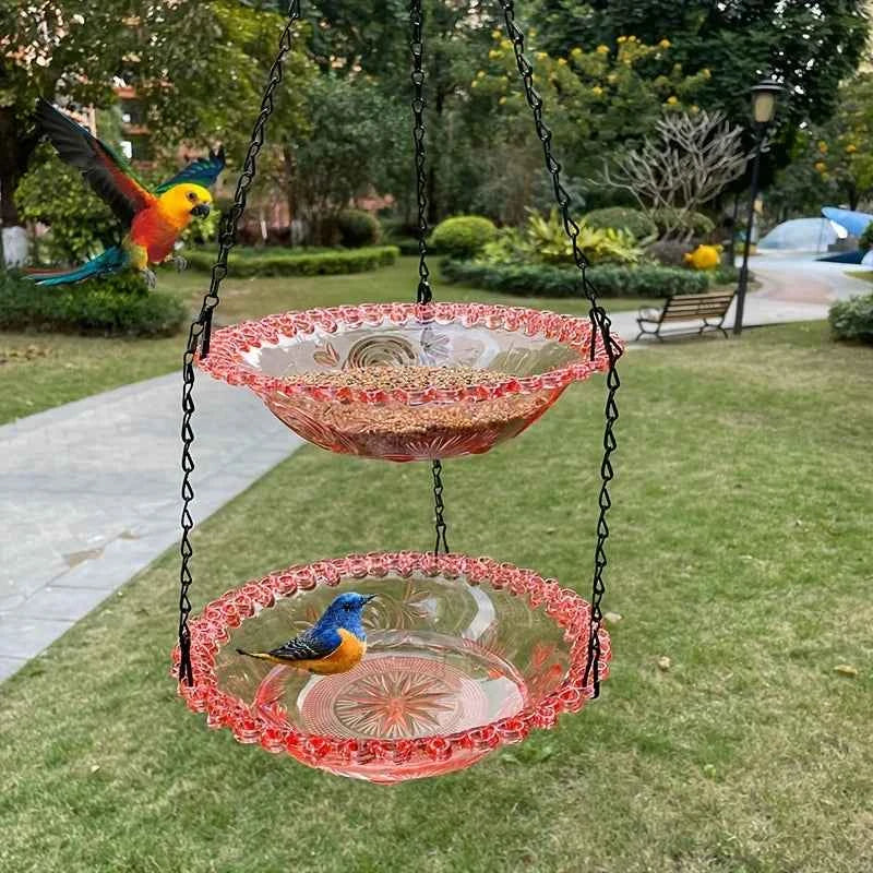 2-Layer Hanging Bird Feeder & Bird Bath