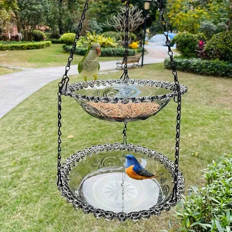 2-Layer Hanging Bird Feeder & Bird Bath