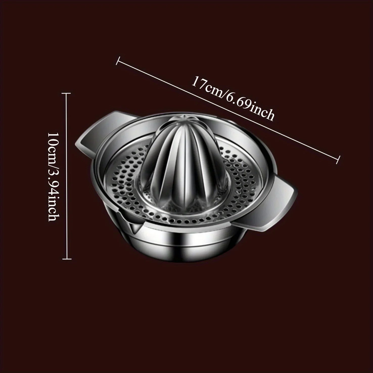Stainless Steel Citrus Juicer with Bowl & Strainer