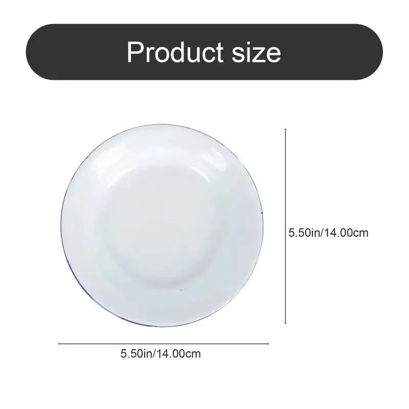 4-Piece White Enamelware Dinner Plate Set