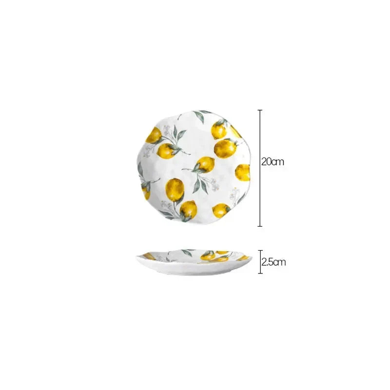 Hand-Painted Lemon Ceramic Salad Plate