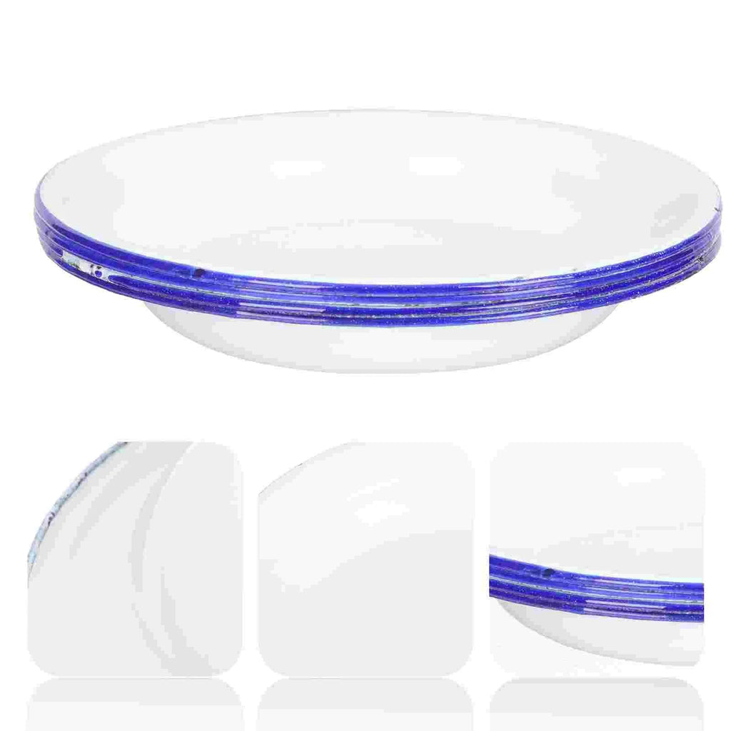 4-Piece White Enamelware Dinner Plate Set