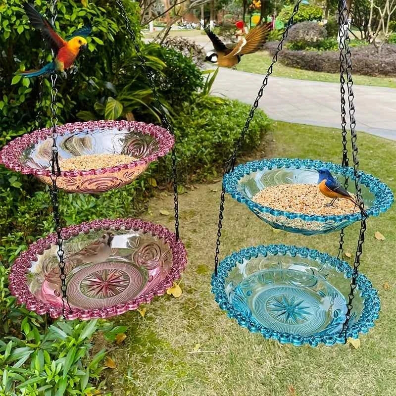 2-Layer Hanging Bird Feeder & Bird Bath