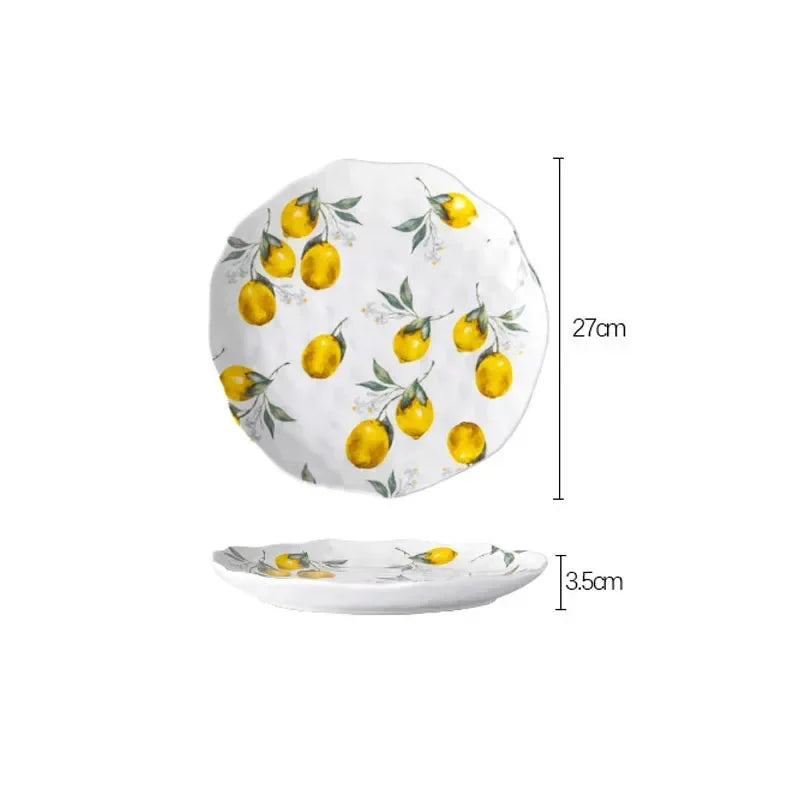 Hand-Painted Lemon Ceramic Salad Plate