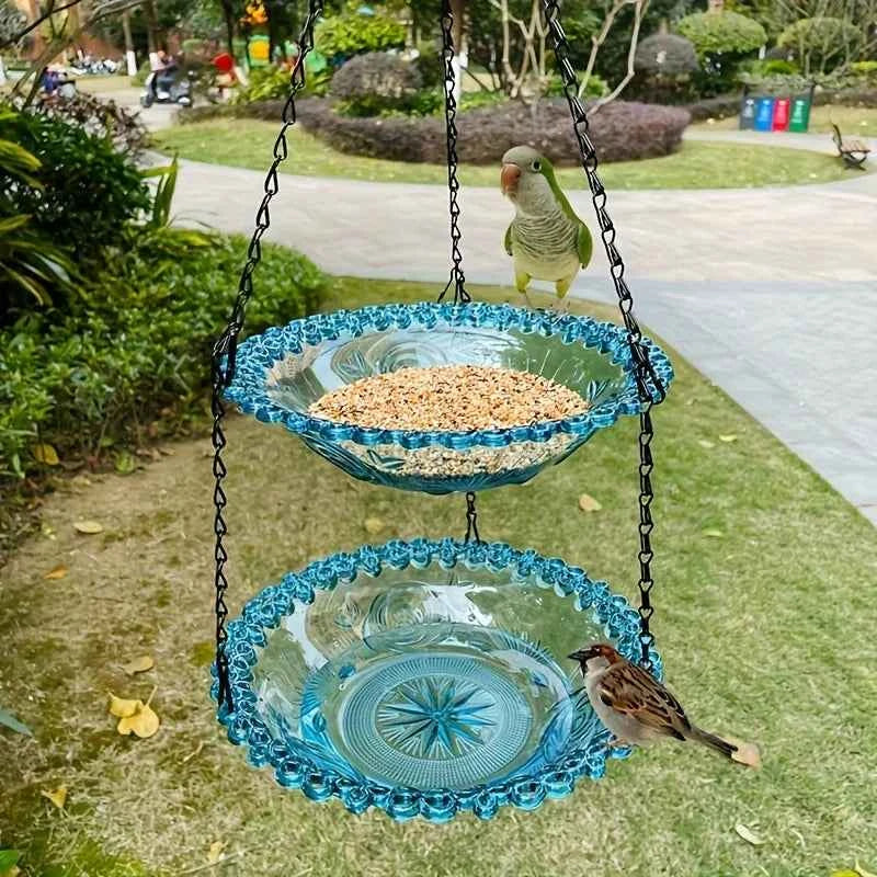 2-Layer Hanging Bird Feeder & Bird Bath