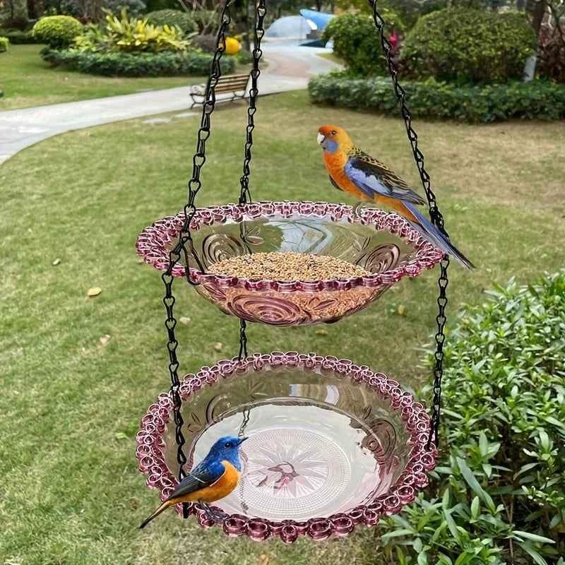 2-Layer Hanging Bird Feeder & Bird Bath