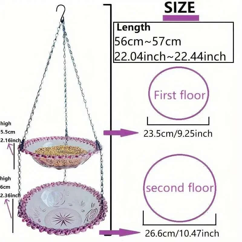 2-Layer Hanging Bird Feeder & Bird Bath