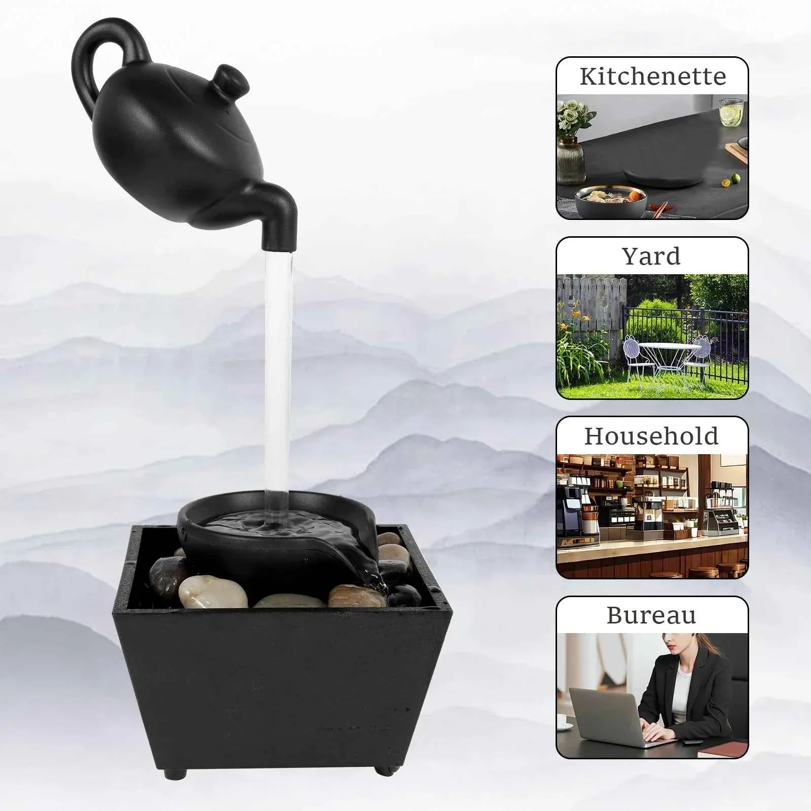 USB Desktop Tabletop Waterfall Fountain with Light