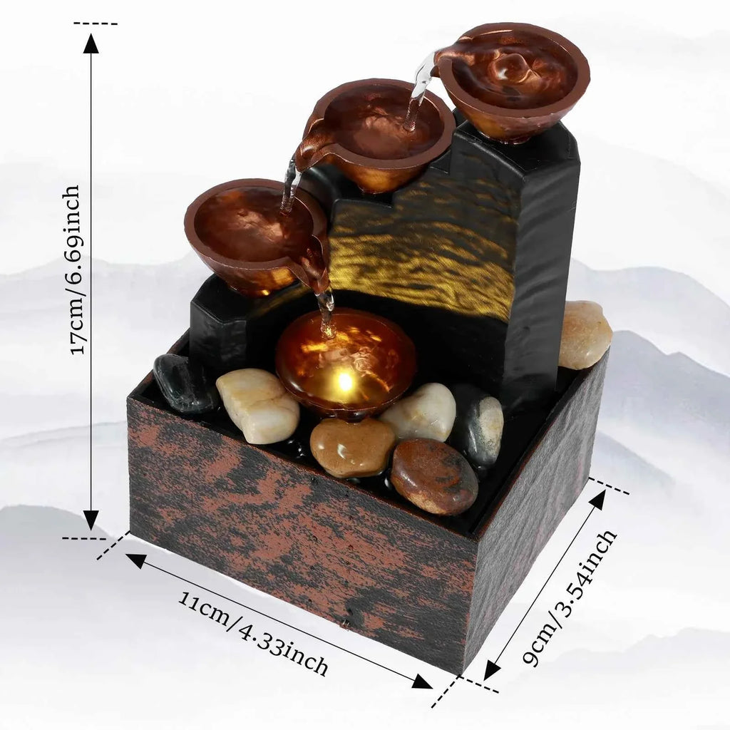 USB Desktop Tabletop Waterfall Fountain with Light