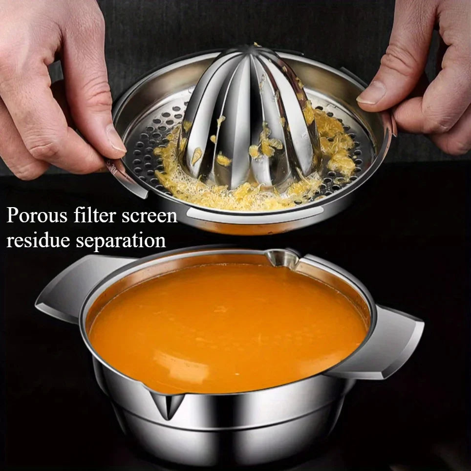 Stainless Steel Citrus Juicer with Bowl & Strainer