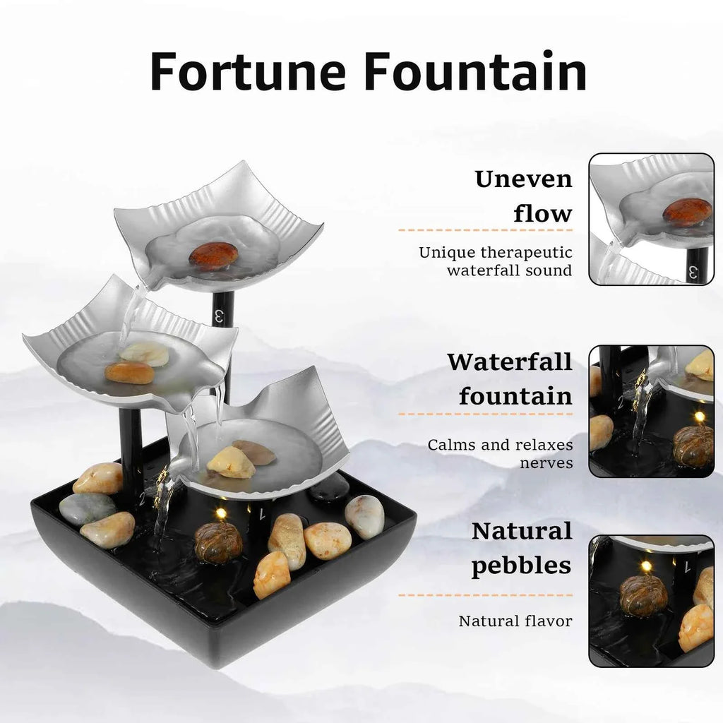 USB Desktop Tabletop Waterfall Fountain with Light