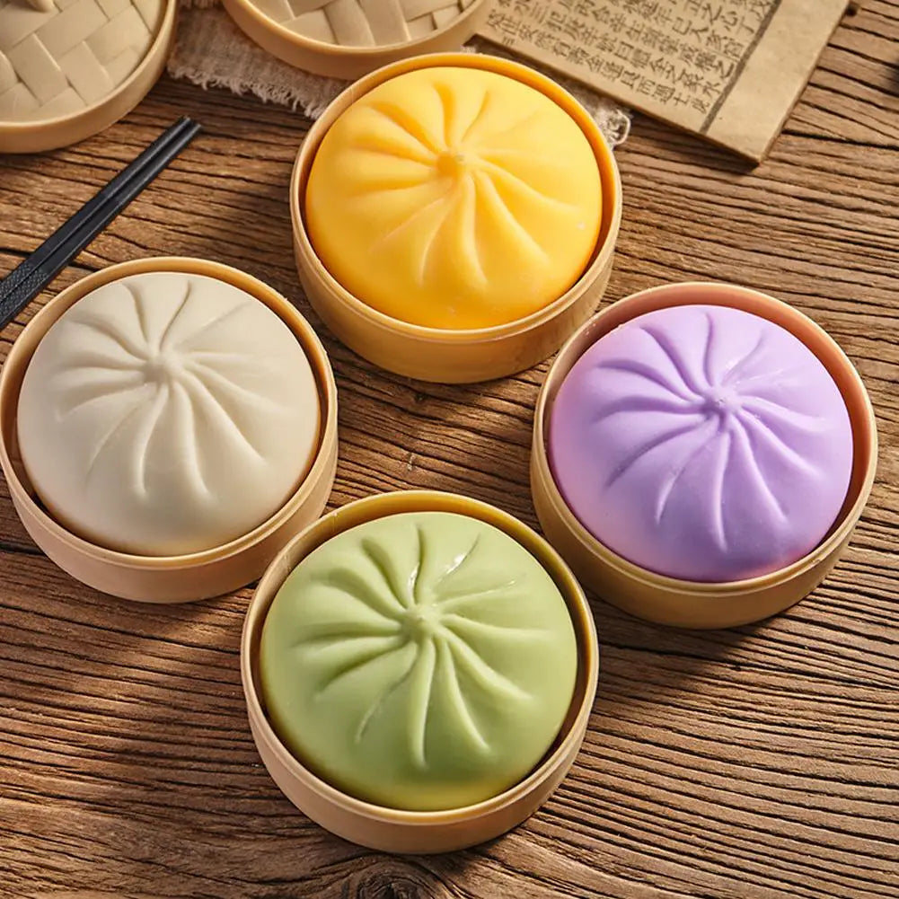 Dumpling Squishy Stress Ball Set with Steamer Basket