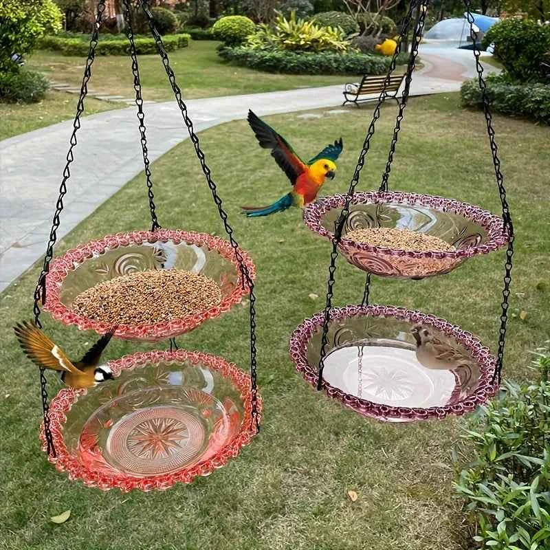 2-Layer Hanging Bird Feeder & Bird Bath