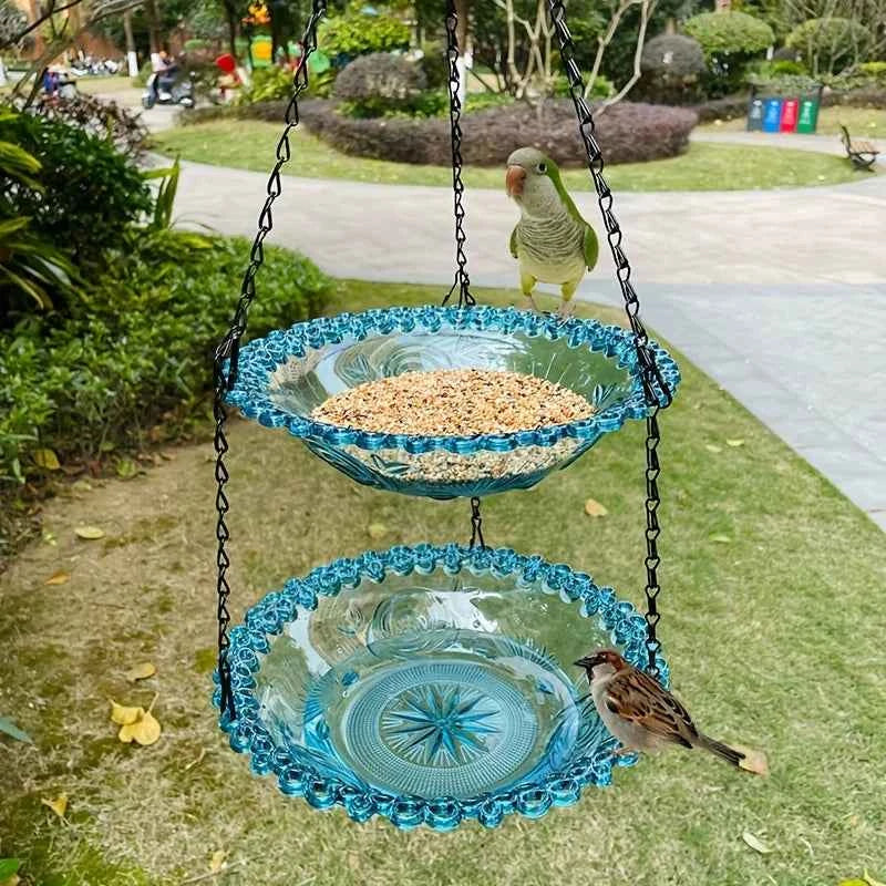 2-Layer Hanging Bird Feeder & Bird Bath