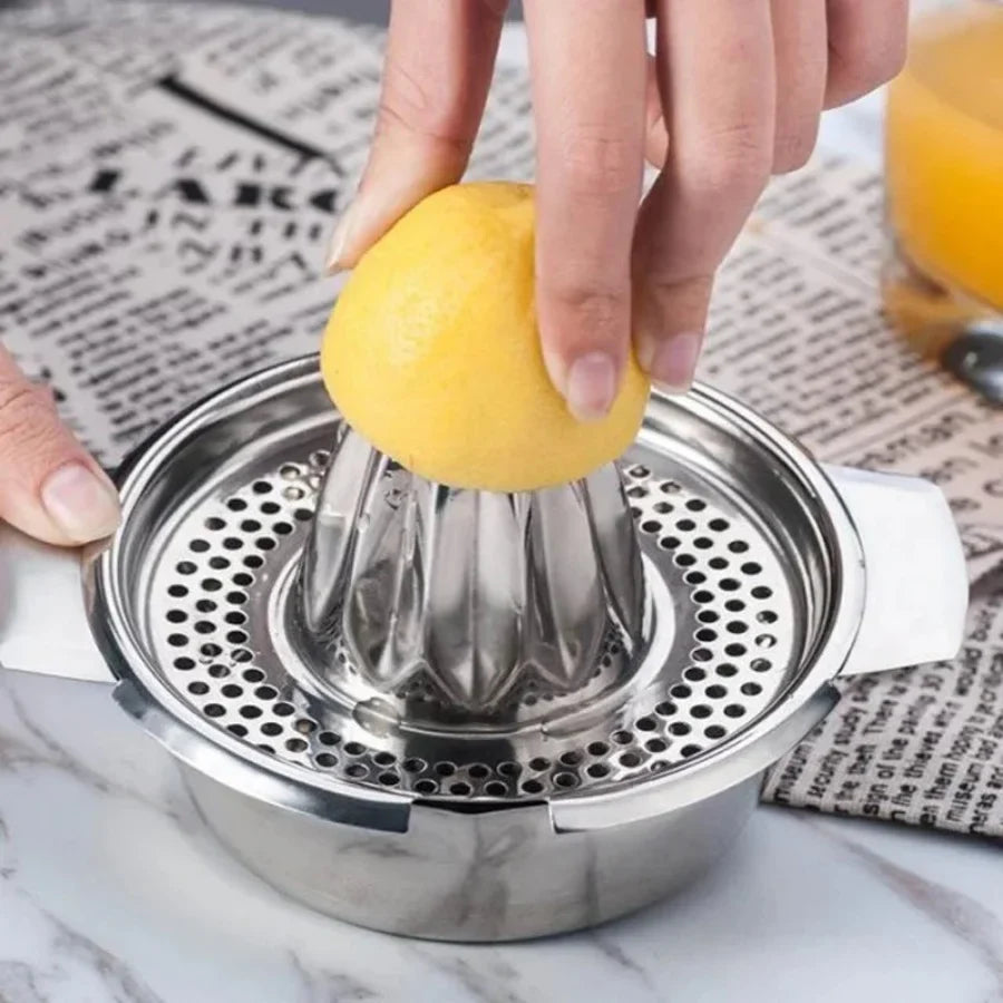 Stainless Steel Citrus Juicer with Bowl & Strainer