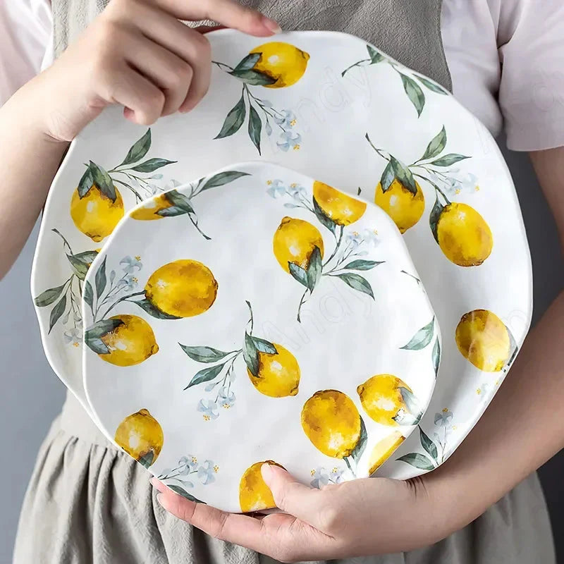 Hand-Painted Lemon Ceramic Salad Plate