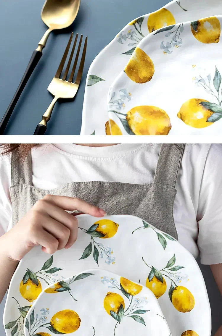 Hand-Painted Lemon Ceramic Salad Plate