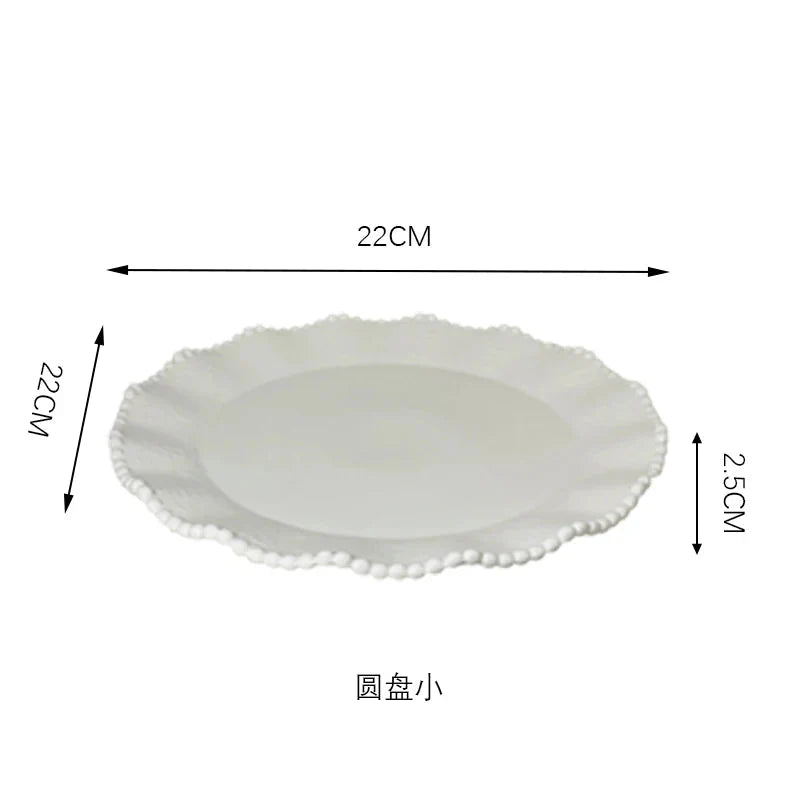 Ceramic Pearl Plates & Bowls Breakfast Set