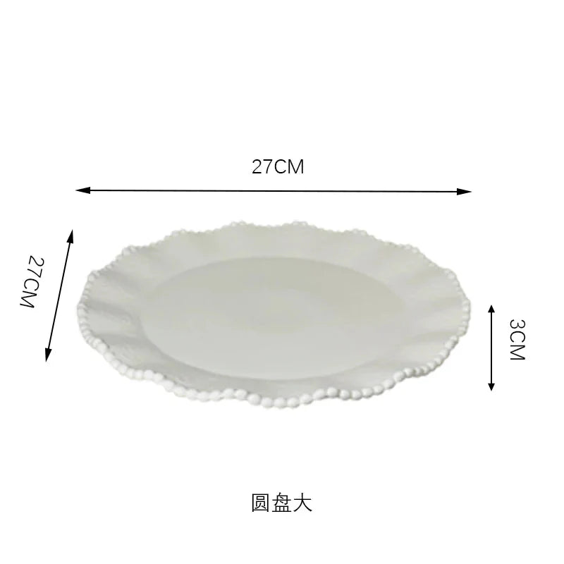 Ceramic Pearl Plates & Bowls Breakfast Set
