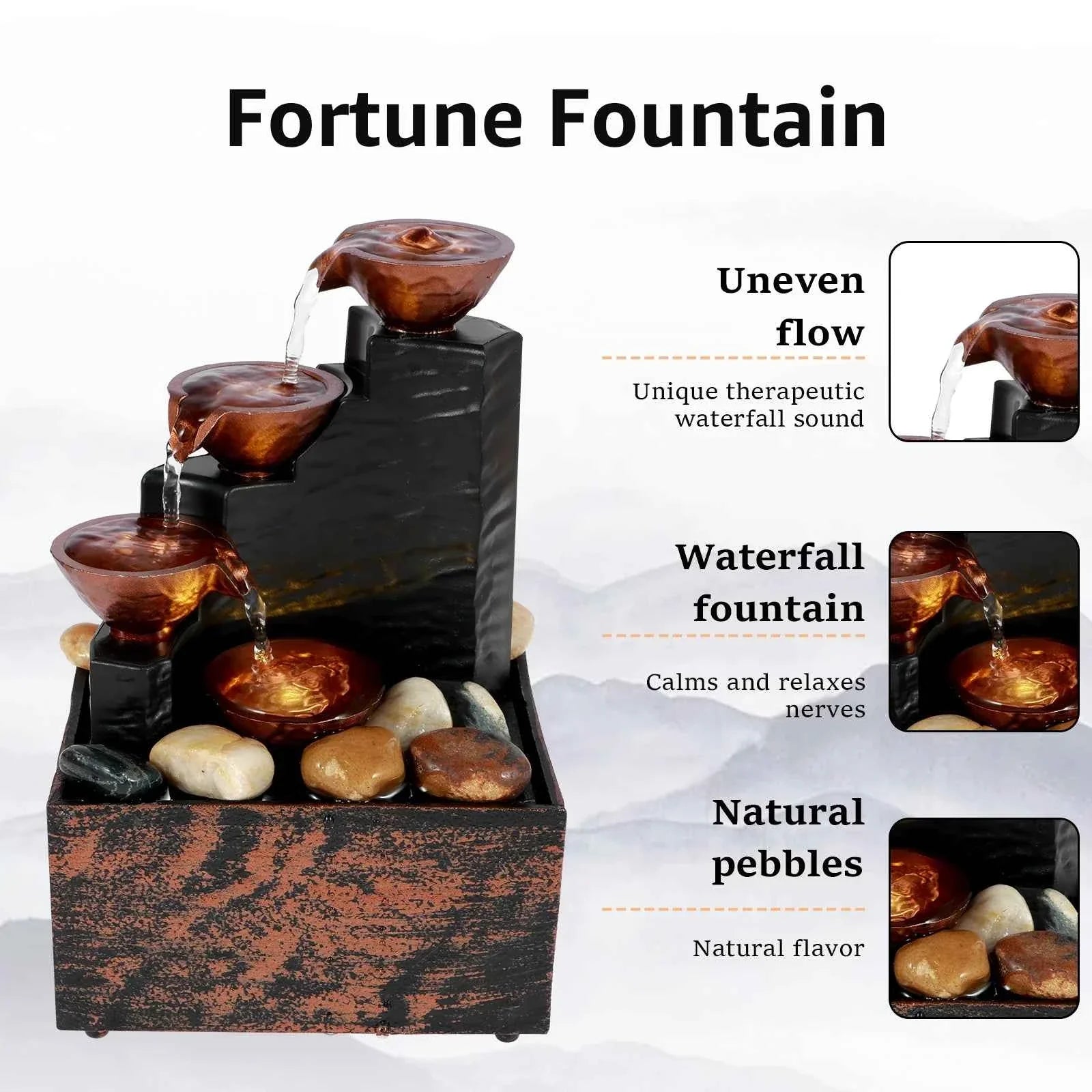 USB Desktop Tabletop Waterfall Fountain with Light