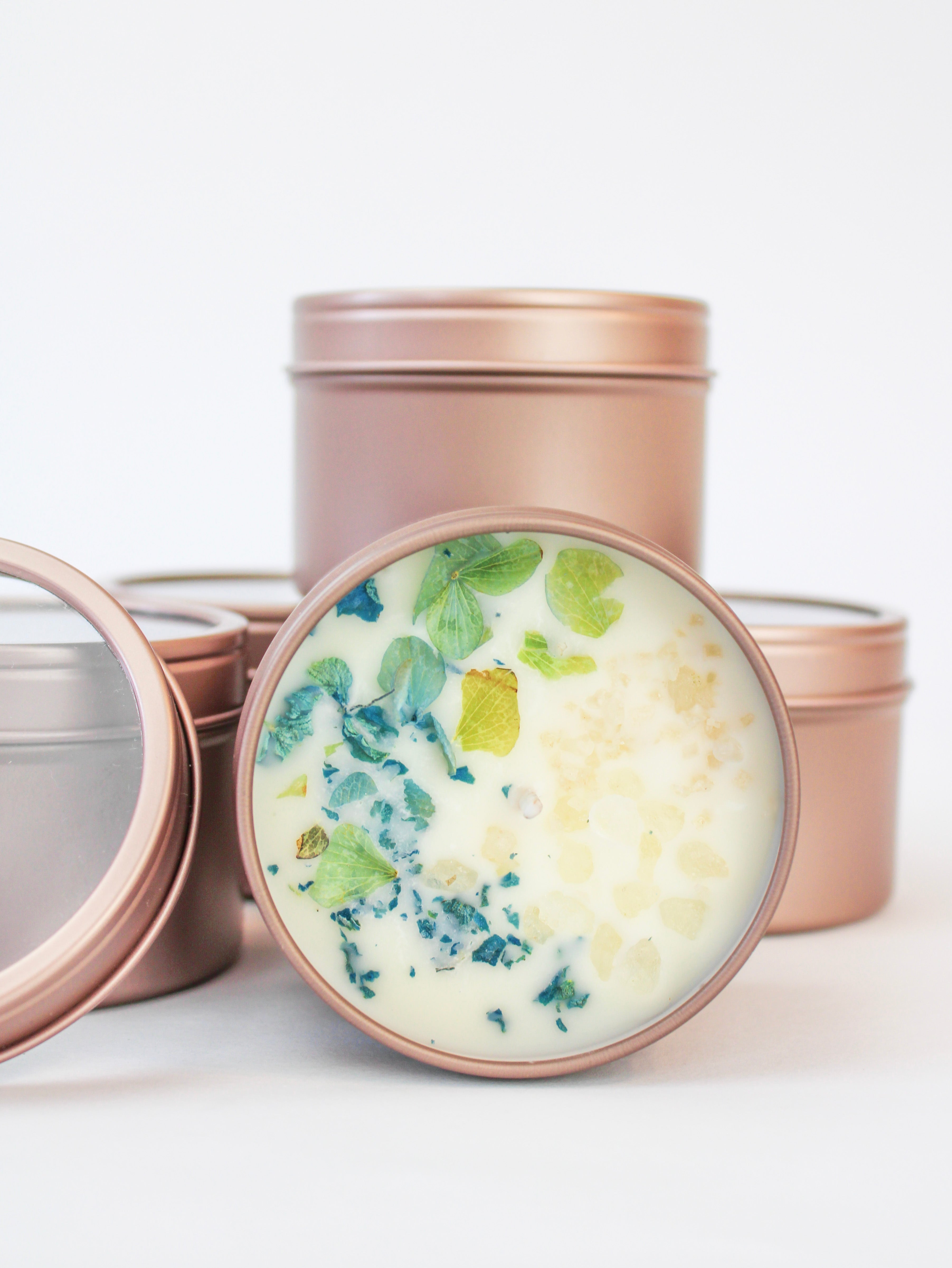 Unlabeled 4 oz Botanical Soy Wax Candles – Party Favors